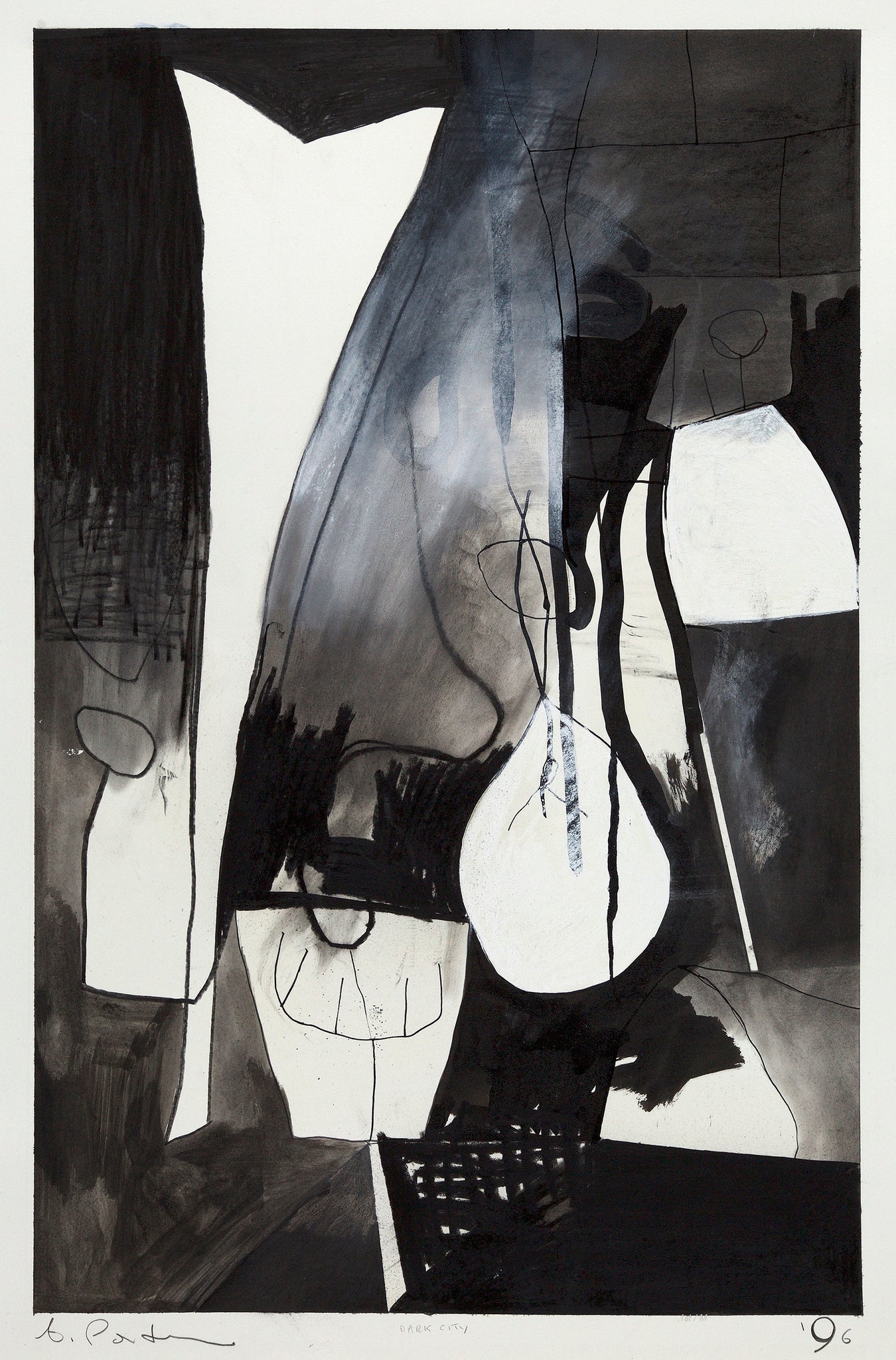 35x26" - Dark City - Mixed Media on Paper