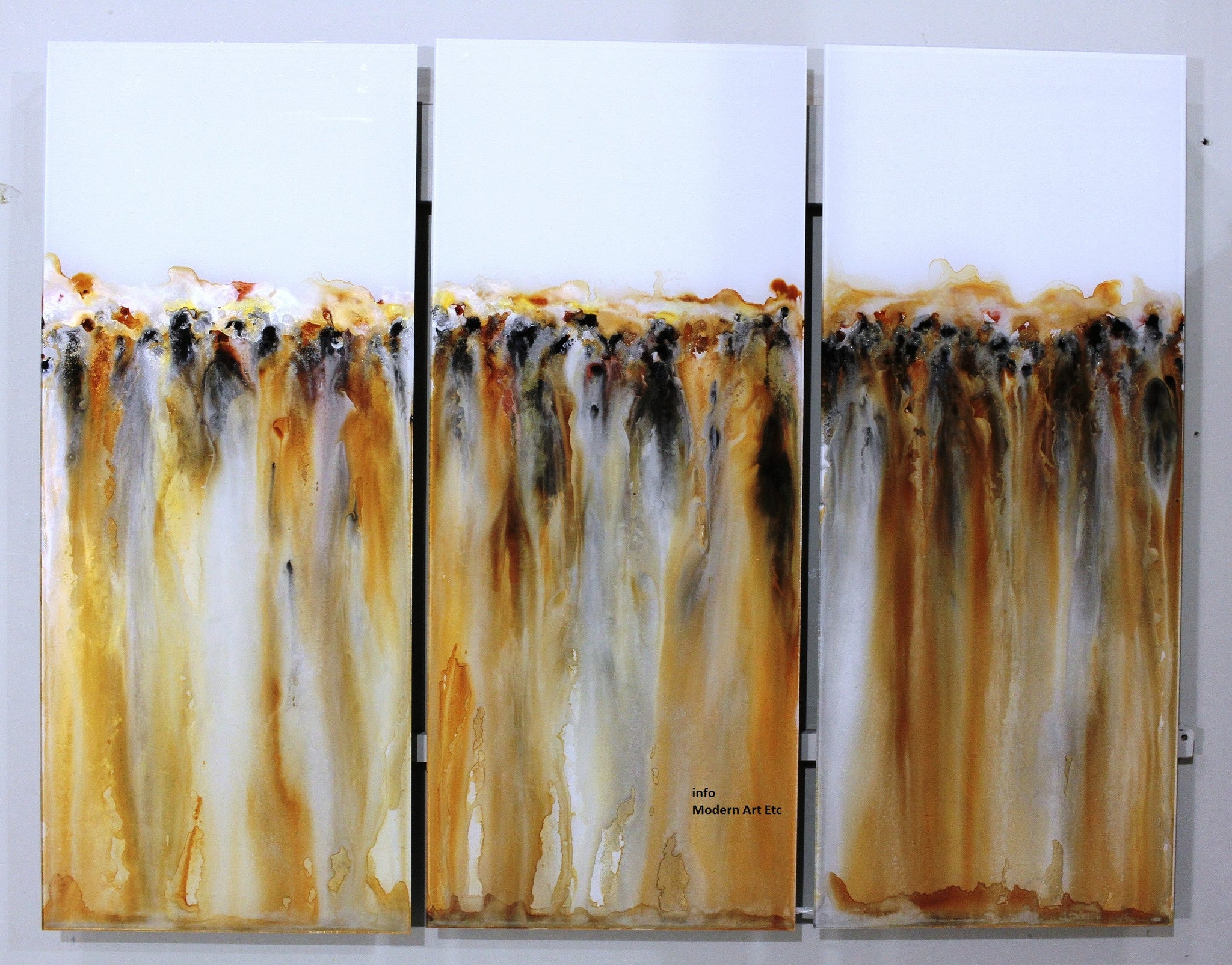 Large Abstract Art on Glass - River Gold
