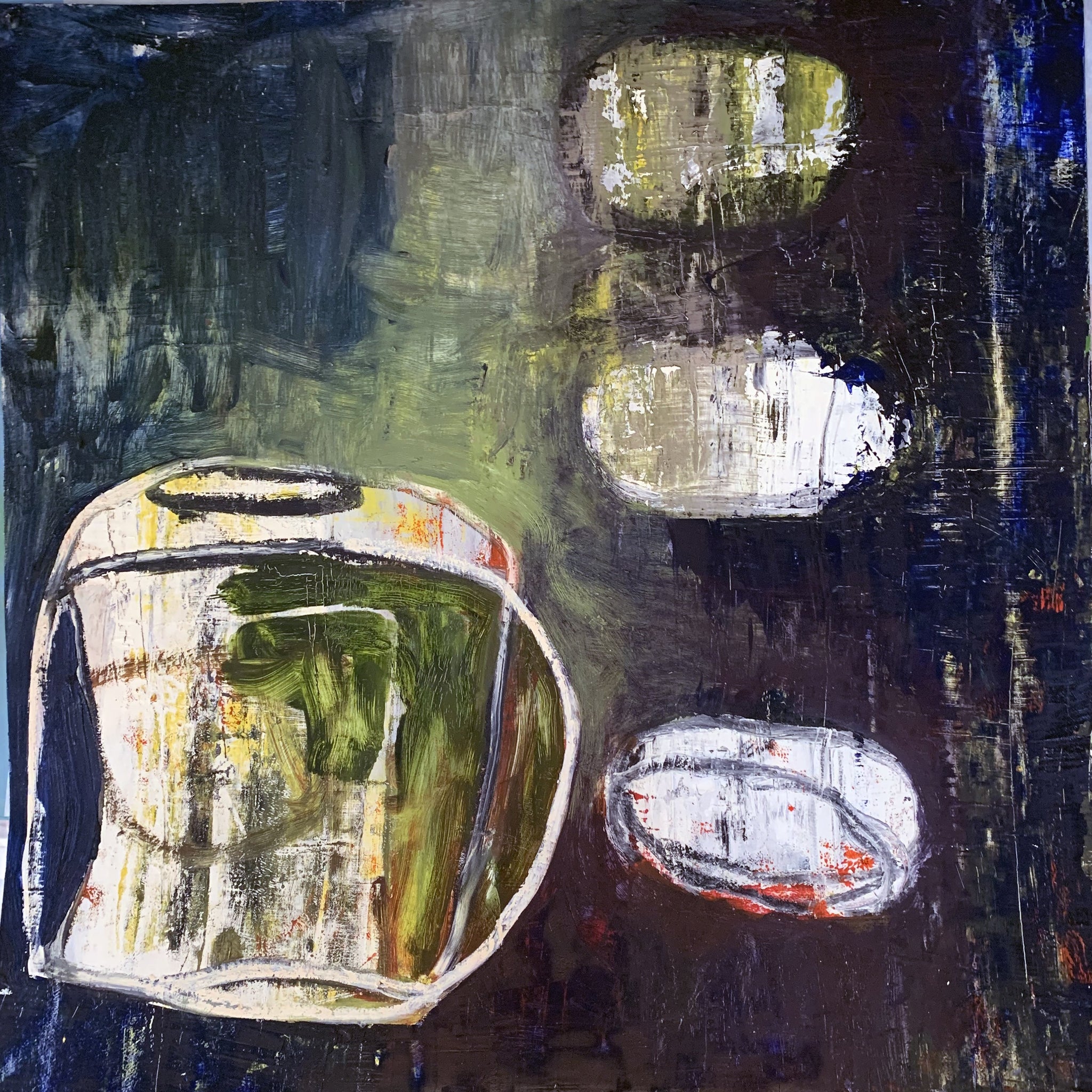 35 X 36" - Dark Vessel Loops - Oil on Paper