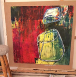 Large Oil on Paper - Vessel Red